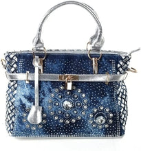 Denim Bags for Women Shoulder Bag Tote Bag with Diamond Jean Handbag Crystal Crossbody Bag