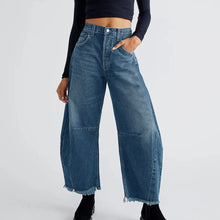 Women Baggy Wide Leg Jeans Barrel Boyfriend Cropped Hem Denim Pants Womens Jean Sweat Pants