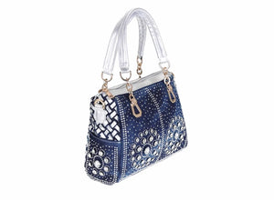 Denim Bags for Women Shoulder Bag Tote Bag with Diamond Jean Handbag Crystal Crossbody Bag