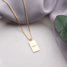 Custom Engraved Name Necklace Women Men Jewelry Personalized Stainless Steel Box Chain  Nameplate Tag Square Pendant Necklace