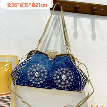 Denim Bags for Women Shoulder Bag Tote Bag with Diamond Jean Handbag Crystal Crossbody Bag