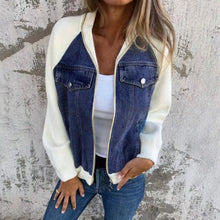 Women Autumn Winter Denim Jackets Fashion Zipper Casual Patchwork Jean Jacket Casual Long Sleeve Hooded Jackets Lady Cardigan