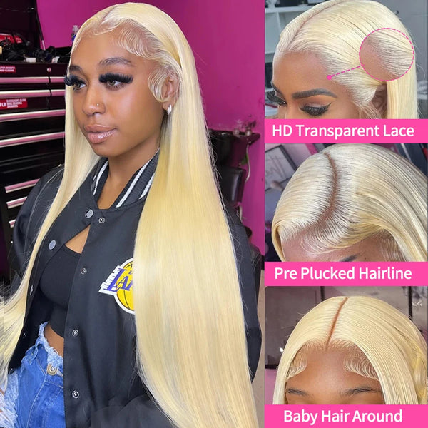 30 40 Inch Blonde Lace Front Wig Human Hair 180 Density 613 Hd Lace Frontal Wig 13x4 13x6 Brazilian Wigs Pre Plucked For Women