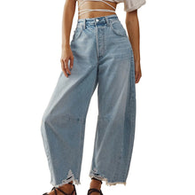 Women Baggy Wide Leg Jeans Barrel Boyfriend Cropped Hem Denim Pants Womens Jean Sweat Pants