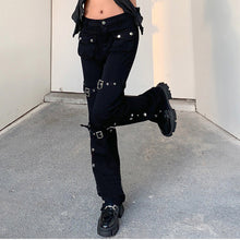 Streetwear Y2k Flared Jeans Women's Fashion Wide Straight Leg Punk Cargo Jean Baggy Pants Goth Trousers Streetwear With Pockets