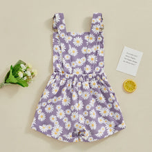 2024-01-09 Lioraitiin 0-6Y Toddler Kids Girls Jean Overalls Shorts Sunflowers Print Sleeveless Adjustable Strpas Denim Jumpsuit