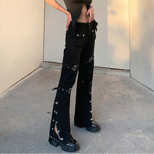 Streetwear Y2k Flared Jeans Women's Fashion Wide Straight Leg Punk Cargo Jean Baggy Pants Goth Trousers Streetwear With Pockets