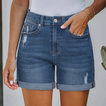 Jean Cargo Pants For Women Stretchy High Waisted Ripped Denim Shorts With Distressed Curled Edge Jean Shorts Pantalones De Mujer