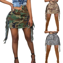 Skirts for Women Fashion High Waist Wrap Hip Camouflage Jean Skirt Ladies Side Lace Up A-Line Casual Comfty Breath Skirt