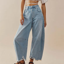 Women Baggy Wide Leg Jeans Barrel Boyfriend Cropped Hem Denim Pants Womens Jean Sweat Pants