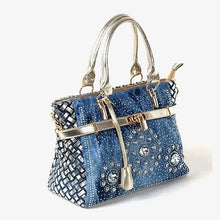 Denim Bags for Women Shoulder Bag Tote Bag with Diamond Jean Handbag Crystal Crossbody Bag