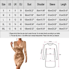 Metallic Color Ruched Hip Wrap Dresses For Women 2024 Deep V Neck Long Sleeve Slim Dress Reflective Binding Bandage Dresses