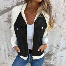 Women Autumn Winter Denim Jackets Fashion Zipper Casual Patchwork Jean Jacket Casual Long Sleeve Hooded Jackets Lady Cardigan