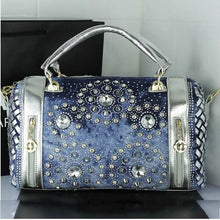 Denim Bags for Women Shoulder Bag Tote Bag with Diamond Jean Handbag Crystal Crossbody Bag