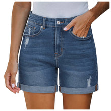 Jean Cargo Pants For Women Stretchy High Waisted Ripped Denim Shorts With Distressed Curled Edge Jean Shorts Pantalones De Mujer