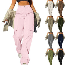 High Waist Cargo Pants Women Retro Loose Full Length Straight Leg Trousers Solid Color Cozy Pants Fashion Streetwear for Women