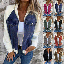 Women Autumn Winter Denim Jackets Fashion Zipper Casual Patchwork Jean Jacket Casual Long Sleeve Hooded Jackets Lady Cardigan