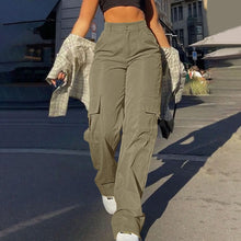 High Waist Cargo Pants Women Retro Loose Full Length Straight Leg Trousers Solid Color Cozy Pants Fashion Streetwear for Women