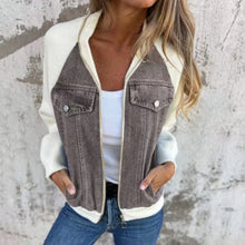 Women Autumn Winter Denim Jackets Fashion Zipper Casual Patchwork Jean Jacket Casual Long Sleeve Hooded Jackets Lady Cardigan