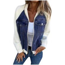 Women Autumn Winter Denim Jackets Fashion Zipper Casual Patchwork Jean Jacket Casual Long Sleeve Hooded Jackets Lady Cardigan