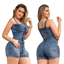 Womens' Jumpsuits Cropped Pants Fit Sleeveless Overalls Casual Streetwear Denim Pants For Womens Hole Jumpsuits Summer Shorts