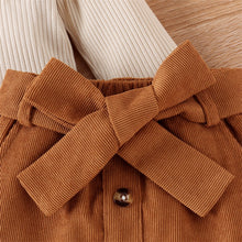 Citgeett Autumn Kids Baby Girls Outfits Long Sleeve Ruffle Ribbed Tops Solid Color Button Skirt Spring Clothes Set