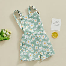 2024-01-09 Lioraitiin 0-6Y Toddler Kids Girls Jean Overalls Shorts Sunflowers Print Sleeveless Adjustable Strpas Denim Jumpsuit