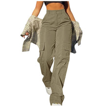 High Waist Cargo Pants Women Retro Loose Full Length Straight Leg Trousers Solid Color Cozy Pants Fashion Streetwear for Women