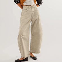 Women Baggy Wide Leg Jeans Barrel Boyfriend Cropped Hem Denim Pants Womens Jean Sweat Pants