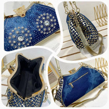 Denim Bags for Women Shoulder Bag Tote Bag with Diamond Jean Handbag Crystal Crossbody Bag