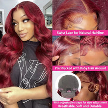 30inch 99j Burgundy Lace Front Wig Human Hair Body Wave 13x6 Hd Lace Frontal Wigs Burgundy Wig Red Lace Front Human Hair Wig