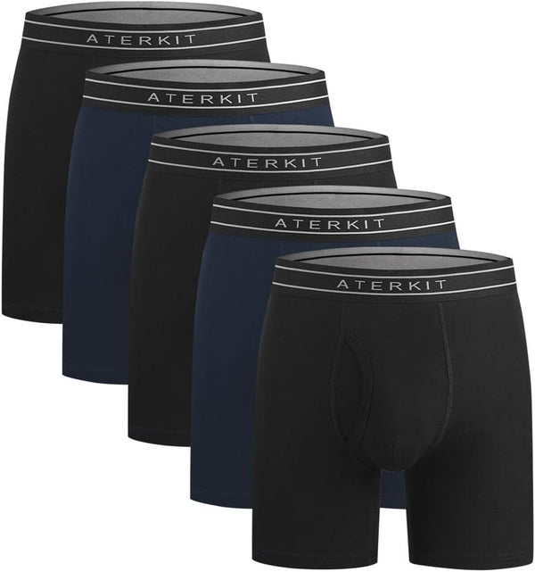 Mens Boxer Briefs Pack-5 for Men Breathable Soft Cotton Tagless Comfort Underwear