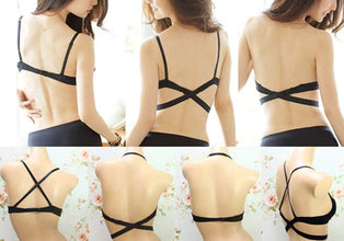 Women Deep U Multi-Way Convertible Plunge Bra Criss Cross Low Back Halter