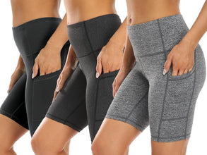 3 Pack High Waist Out Pocket Yoga Short 8