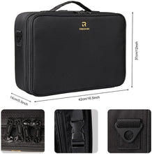 16.5'' Large Capacity Makeup Case 3 Layers Cosmetic Organizer Brush Bag Makeup Train Case Makeup Artist Box for Hair Curler Hair Straightener Brush Set and Cosmetics