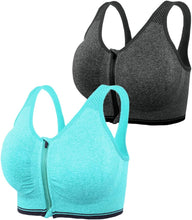 Women'S Zip Front Sports Bra Wireless Post-Surgery Bra Active Yoga Sports Bras