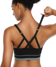 Strappy Sports Bras for Women, Longline Medium Support Yoga Bra Wirefree Padded Sports Bra with Adjustable Straps