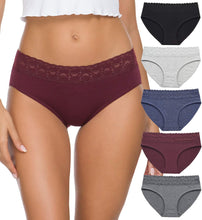 Womens Underwear Cotton Panties for Women Underpants Briefs Hipster Lace Bikini 5 Pack