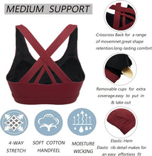 Womens Padded High Impact Sports Bra Workout Yoga Criss-Cross Back Bra with Built in Bra