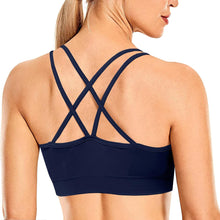 Women'S Cross Back Sports Bra Padded Strappy Medium Support Yoga Bra for Workout Fitness 3 Pack