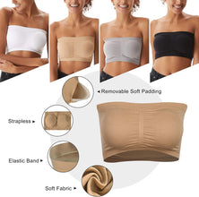 Summer Wireless Bandeau Bras for Women, Strapless Seamless Sports Bra Stylish Comfortable Bra with Removable Pads Sleeping Tube Top Bra for Big Girls Wedding 2 Packs, Pink Grey, S