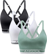 Strappy Sports Bras for Women, Longline Medium Support Yoga Bra Wirefree Padded Sports Bra with Adjustable Straps